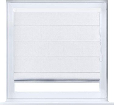 Римская штора «Кортин» кассетная, ткань лён белый