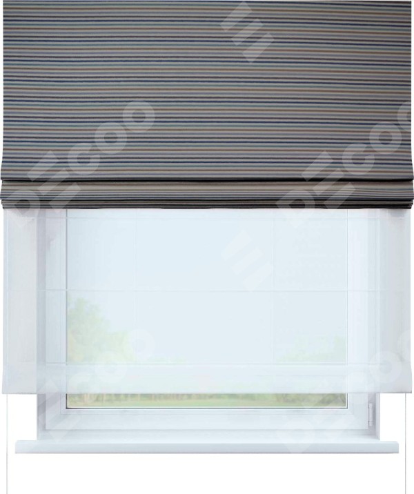 Римская штора «Кортин» день-ночь, ткань «Горизонт Утро»