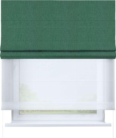 Римская штора «Кортин» день-ночь, ткань твид блэкаут, зелёный