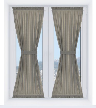 Штора песочные часы «Кортин» лён димаут серо-зелёный