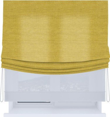 Римская штора «Кортин», день-ночь с мягкими складками, лён светло-салатовый