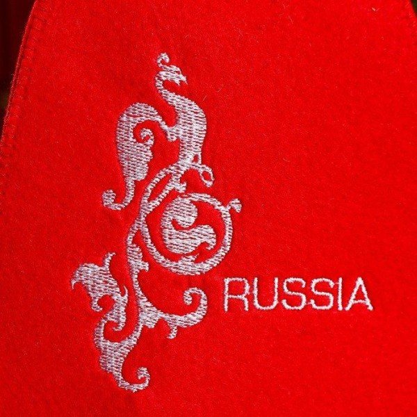 Шапка для бани "Russia" красная