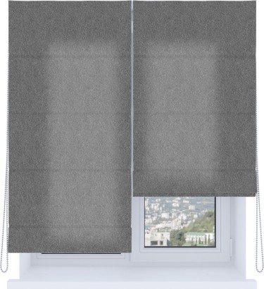 Римская штора «Кортин», система «Комфорт», софт однотонный серый