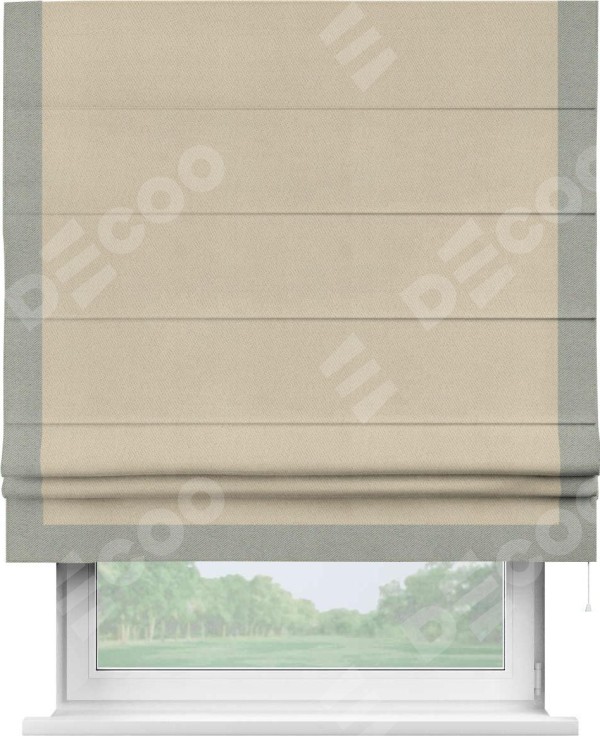 Римская штора «Кортин» с кантом Виктория, для проема, ткань блэкаут однотонный кофейно-бежевый