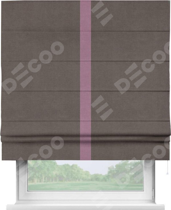 Римская штора «Кортин» с кантом Хайвэй, для проема, ткань вельвет коричневый