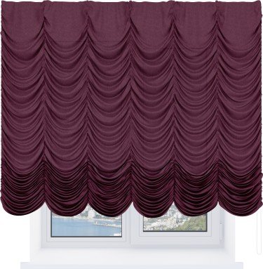 Французская штора «Кортин», лён кашемир цвет бордовый