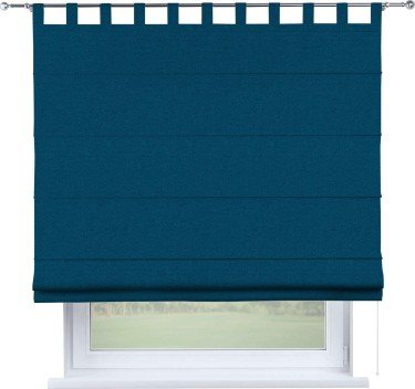 Римская штора на петлях «Кортин», ткань лён димаут, синий