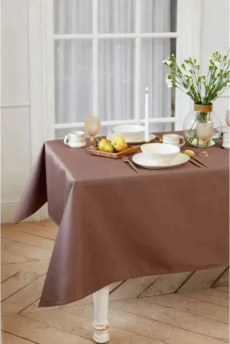 Скатерть "Этель" Elegance 150*180 +/-3см, цв.кофейный, пл. 192 г/м2, хл с ВГМО