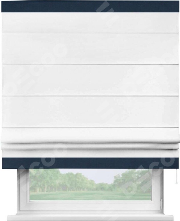 Римская штора «Кортин» с кантом Горизонт, для проема, ткань вельвет белый