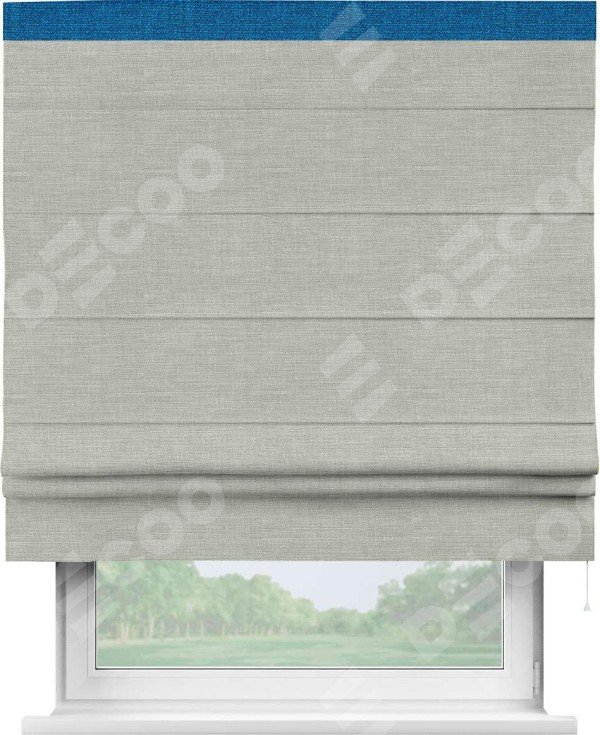 Римская штора «Кортин» с кантом Кинг, для проема, ткань лён серый