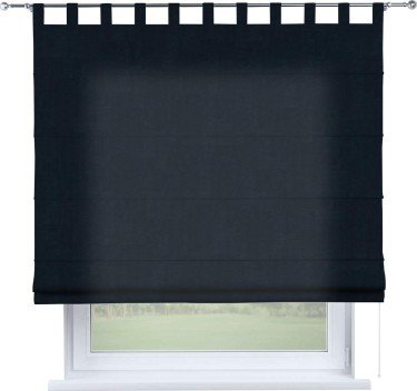 Римская штора «Кортин», канвас тёмно-синий, на петлях