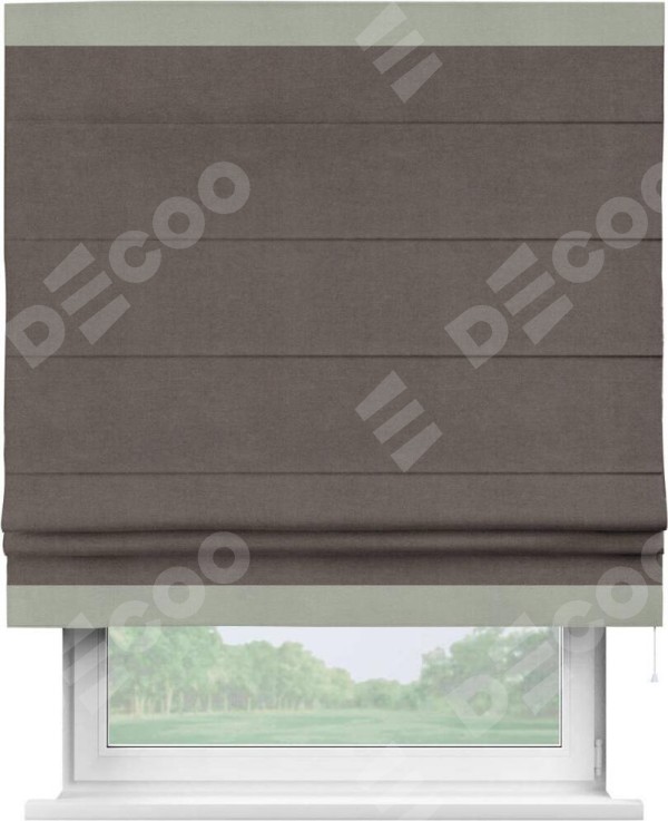 Римская штора «Кортин» с кантом Горизонт, для проема, ткань вельвет коричневый