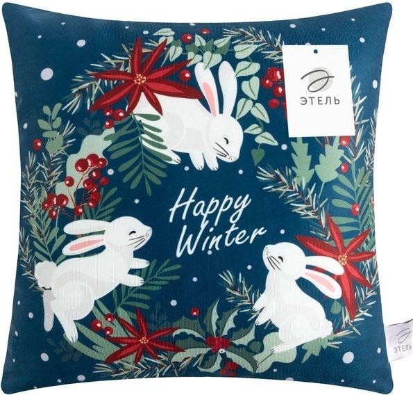 Подушка декоративная "Happy winter", 40*40 см, 100% п/э, велюр