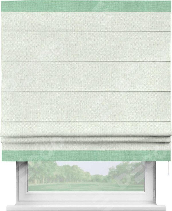 Римская штора «Кортин» с кантом Горизонт, для проема, ткань лён молочный