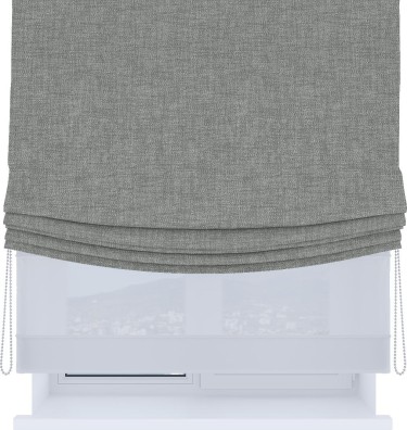 Римская штора «Кортин», день-ночь с мягкими складками, рогожка димаут тёмно-серый