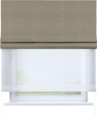 Римская штора «Кортин» день-ночь, ткань твид блэкаут, кофе