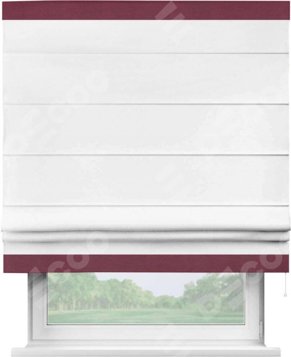 Римская штора «Кортин» с кантом Горизонт, для проема, ткань вельвет белый