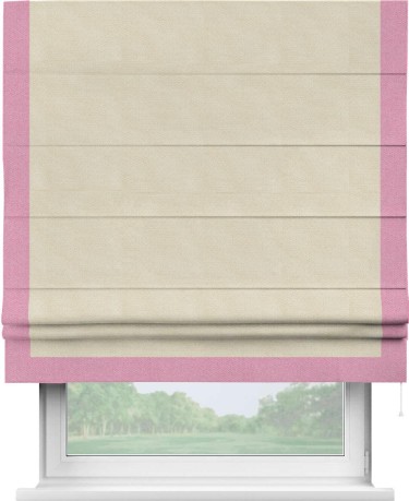 Римская штора «Кортин» с кантом Виктория, для проема, ткань лён димаут, бежевый