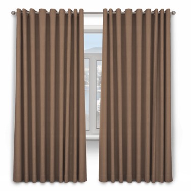 Шторы на люверсах ткань блэкаут однотонный, коричневый