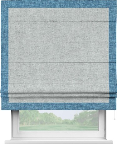 Римская штора «Кортин» для проёма, рогожка димаут серый, с кантом Чесс