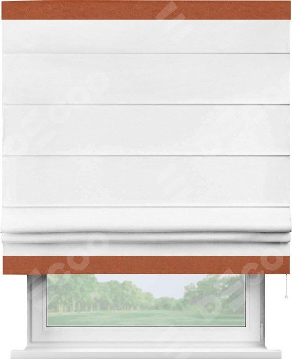 Римская штора «Кортин» с кантом Горизонт, для проема, ткань вельвет дымчато-белый