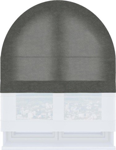 Римская штора «Кортин», канвас тёмно-серый, день-ночь для арочного проёма