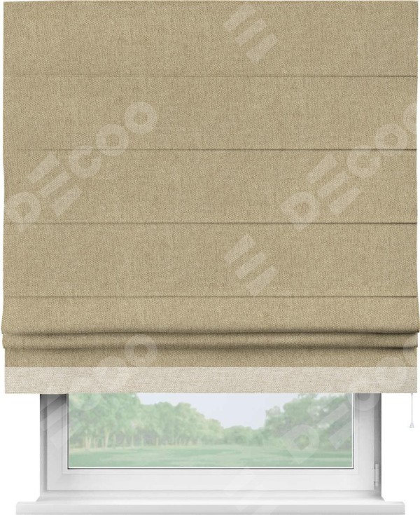Римская штора «Кортин» с кантом Джестер, для проема, ткань стиф димаут бежевый