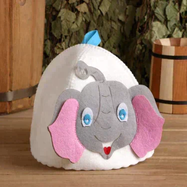 Шапка для бани с детской аппликацией "Слонёнок" войлок