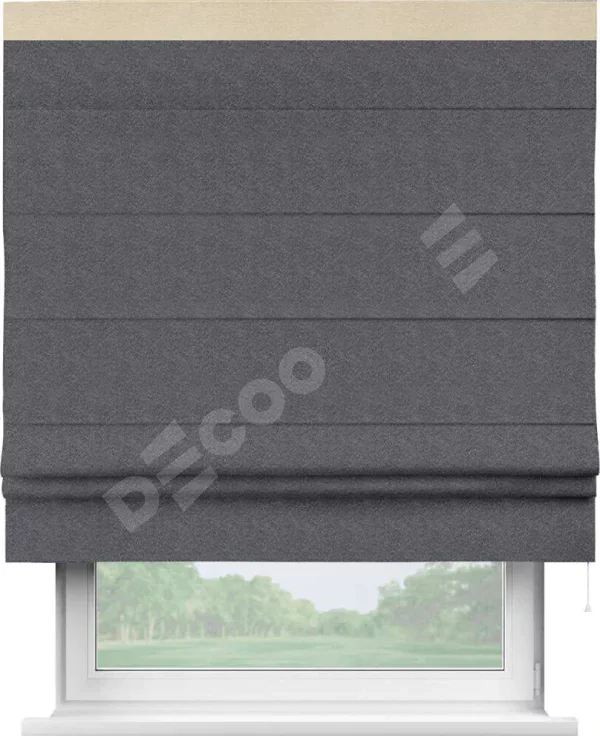 Римская штора «Кортин» с кантом Кинг, для проема ткань софт однотонный графит