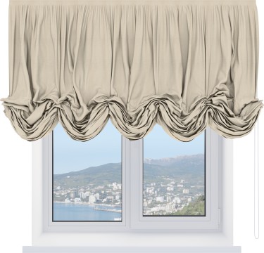 Австрийская штора «Кортин», ткань софт однотонный бежевый лайт