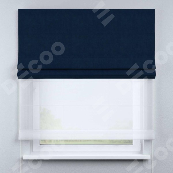 Римская штора «Кортин» день-ночь, ткань вельвет тёмно-синий