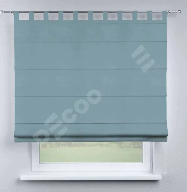 Римская штора на петлях «Кортин», ткань блэкаут однотонный, серо-голубой