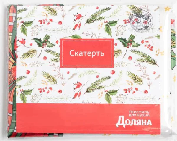 Скатерть Доляна "Счастливого Нового года" 110*145 +/- 2 см, 100% п/э