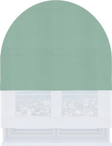 Римская штора «Кортин» день-ночь для арочного проёма, ткань блэкаут однотонный ментоловый