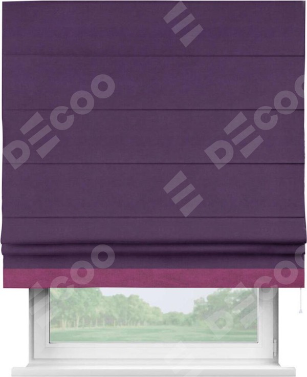 Римская штора «Кортин» с кантом Джестер, для проема, ткань вельвет темно-фиолетовый