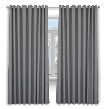 Шторы на люверсах ткань лён димаут, серый