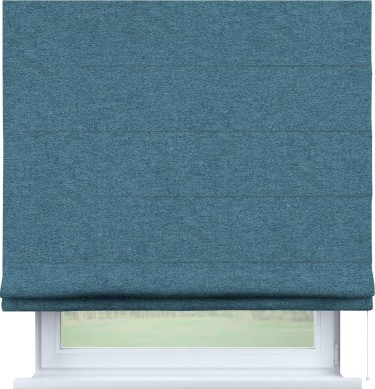 Римская штора «Кортин» для проема, ткань твид блэкаут, светло-синий