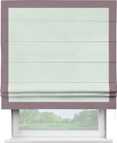 Римская штора «Кортин» с кантом Чесс, для проема, ткань блэкаут однотонный дымчато-молочный