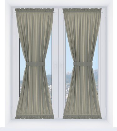 Штора песочные часы «Кортин», ткань блэкаут однотонный серо-зелёный