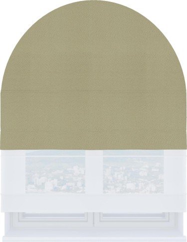 Римская штора «Кортин» день-ночь для арочного проёма, ткань блэкаут однотонный милано капучино