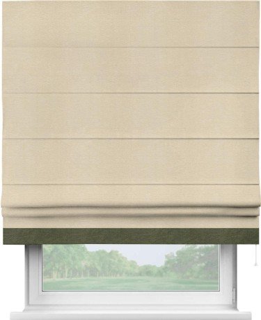 Римская штора «Кортин» с кантом Джестер, для проема, ткань софт однотонный бежевый лайт