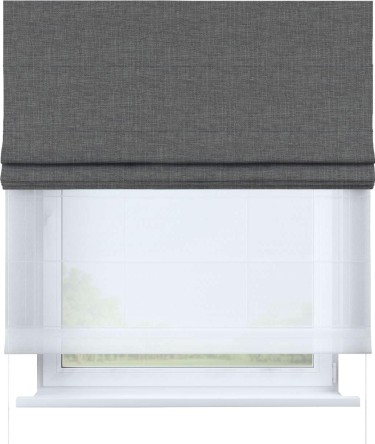 Римская штора «Кортин», лён тёмно-серый, день-ночь