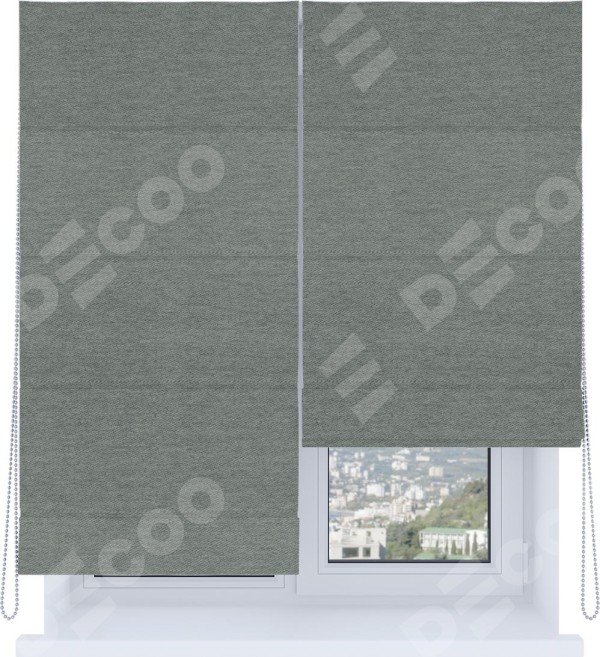 Римская штора «Кортин», система «Комфорт», твид блэкаут серый