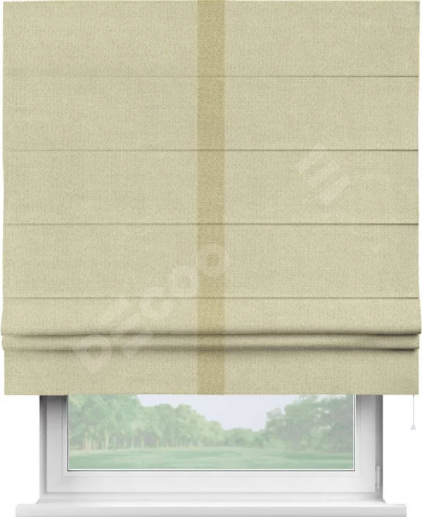 Римская штора «Кортин» с кантом Хайвэй, для проема, ткань лён димаут, шампань
