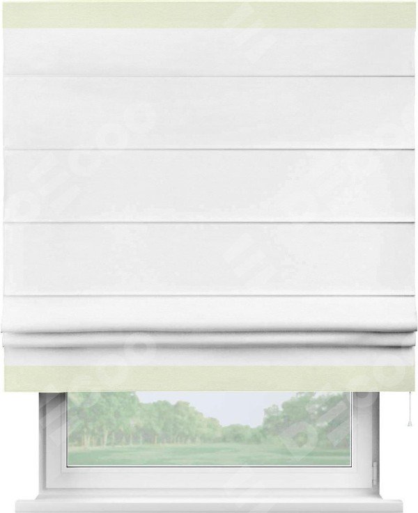 Римская штора «Кортин» с кантом Горизонт, для проема, ткань вельвет дымчато-белый