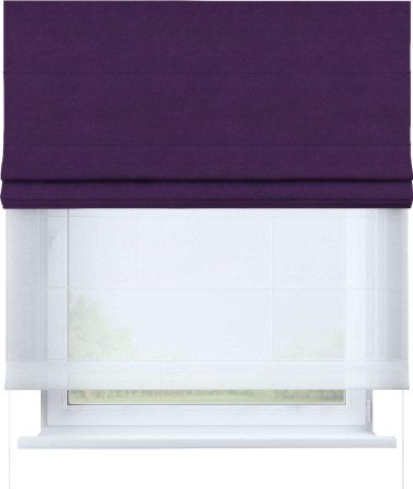 Римская штора «Кортин» день-ночь, ткань вельвет тёмно-фиолетовый