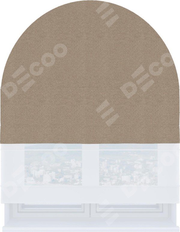 Римская штора «Кортин» день-ночь для арочного проёма, ткань лён димаут светло-бежевый