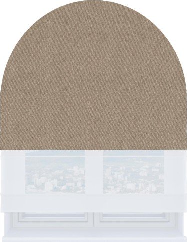 Римская штора «Кортин» день-ночь для арочного проёма, ткань лён димаут светло-бежевый