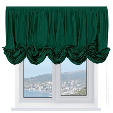 Австрийская штора «Кортин», вельвет зеленый
