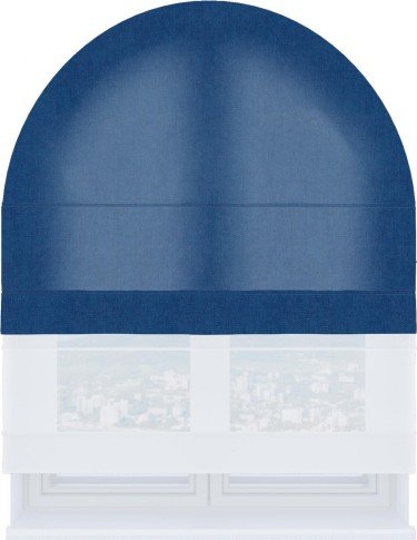 Римская штора «Кортин» день-ночь для арочного проёма, ткань вельвет синий